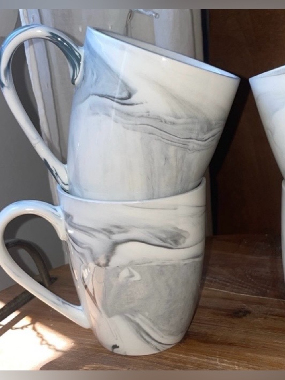 ☕️Marble Swirl Ceramic Coffee Mug - Gray White-set of 4